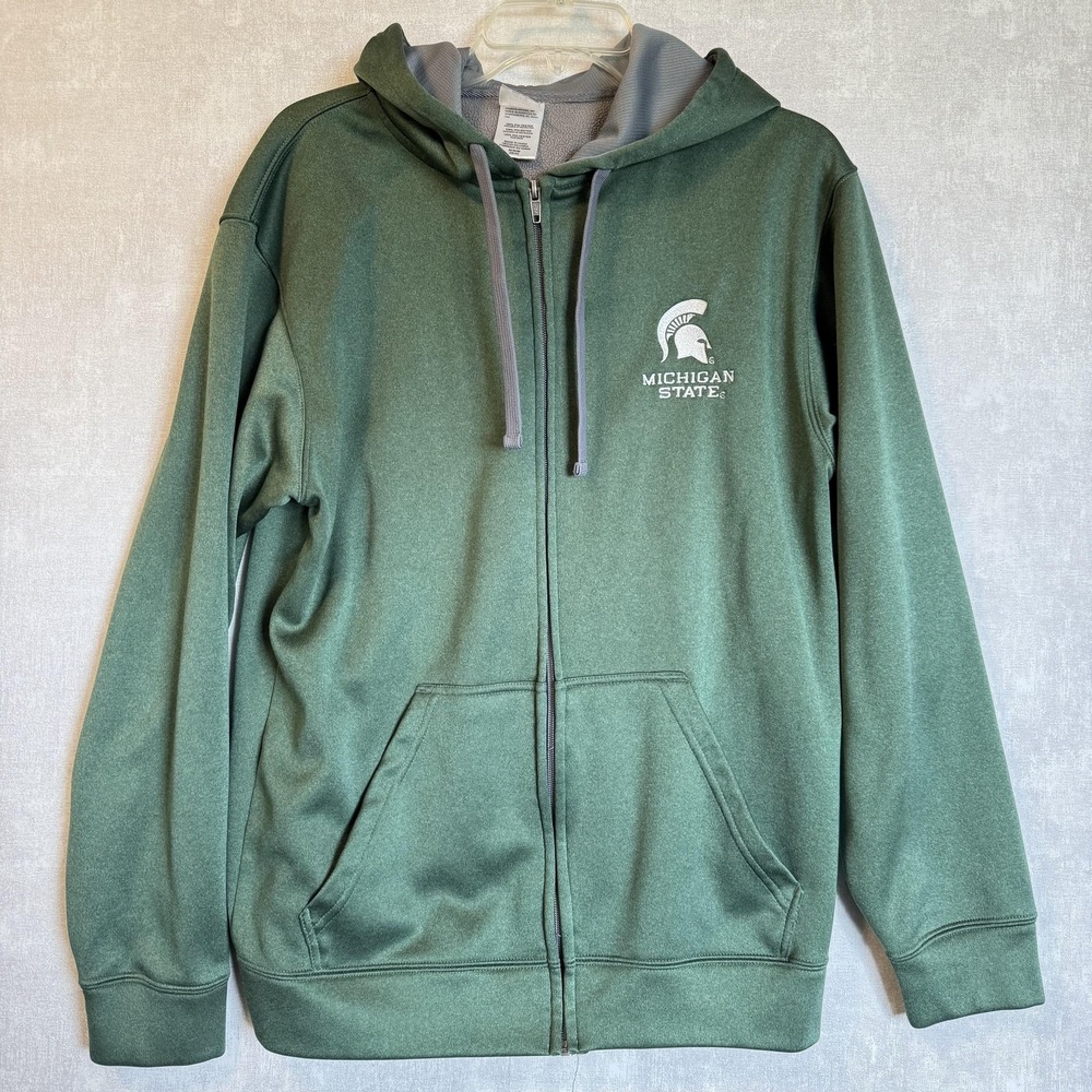 Michigan State Spartans Hoodie Sweatshirt Mens Medium Green NCAA Zip Jacket